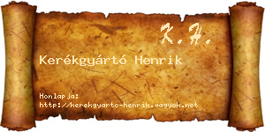 Kerékgyártó Henrik névjegykártya