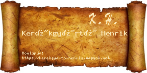 Kerékgyártó Henrik névjegykártya